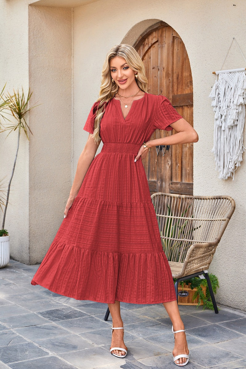 Maxi dress for ladies in lightweight striped fabric Lune London