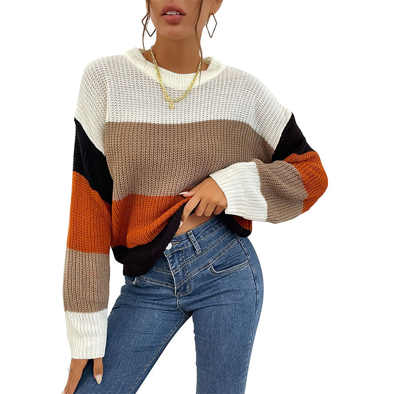 Comfortable women's sweater with modern striped pattern Lune London