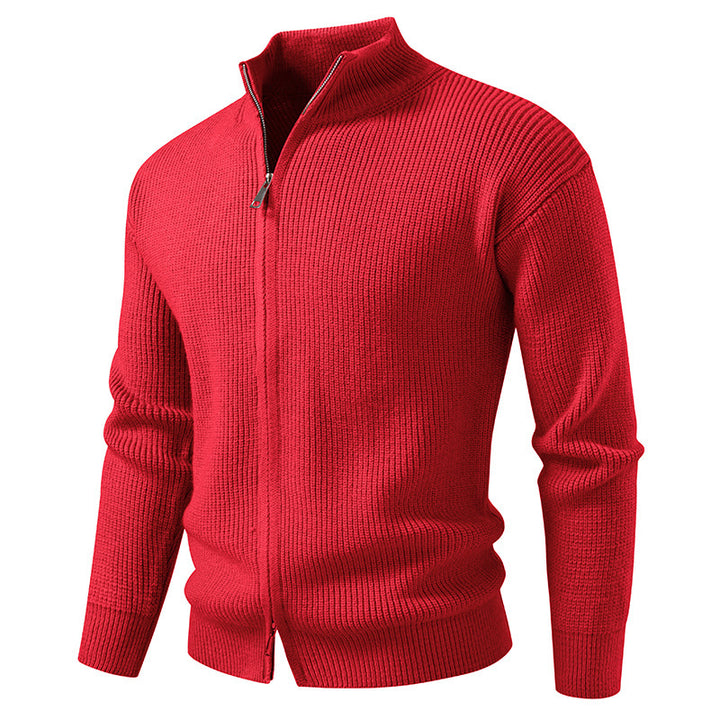 Men's knitted jacket with high collar and zipper Lune London