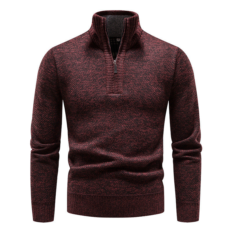 Sporty knit sweater for men with half-zip and textured design Lune London
