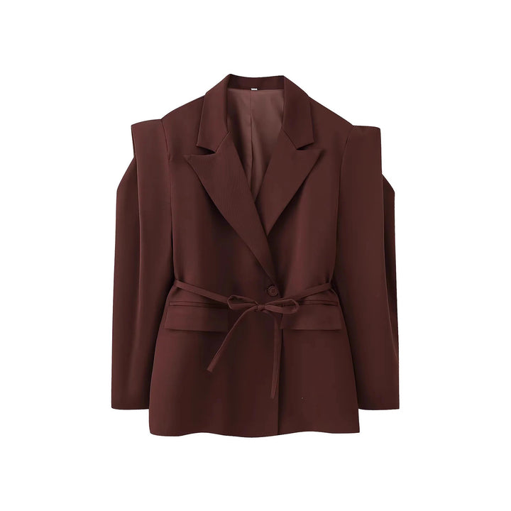 Blazer jacket for women with wide shoulders and adjustable belt Lune London