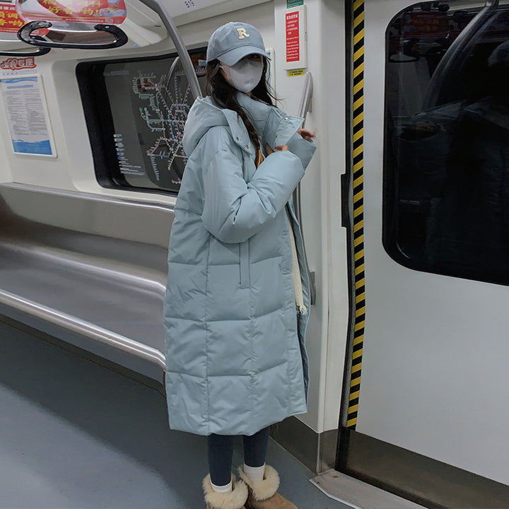 Ladies Long Quilted Coat with Practical Pockets Lune London