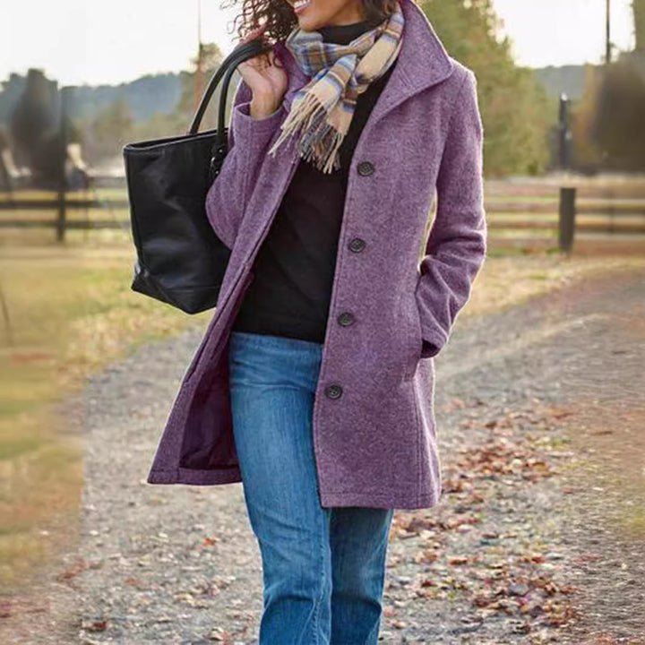 Ladies elegant wool coat with practical pockets and classic lapels Lune London
