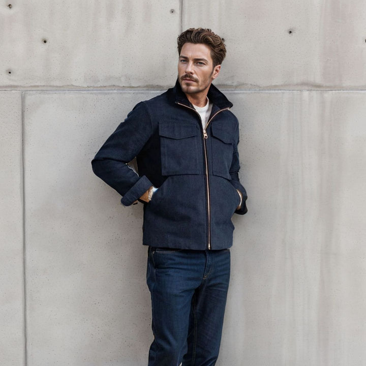 Practical utility jacket for men with large patch pockets Lune London