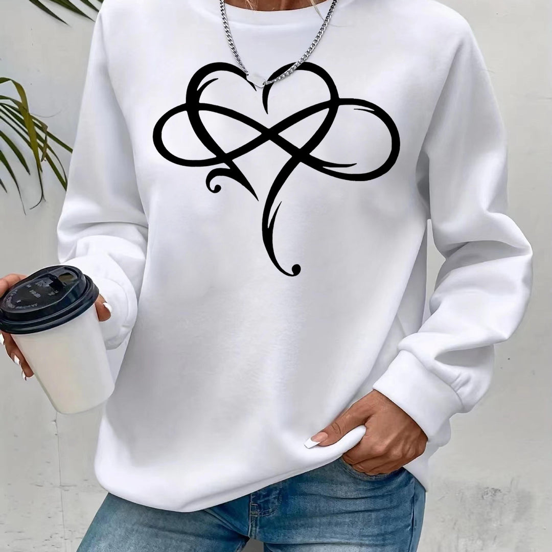 Sweatshirt pour femmes avec design de cœur créatif et coupe décontractée Chic & Stil