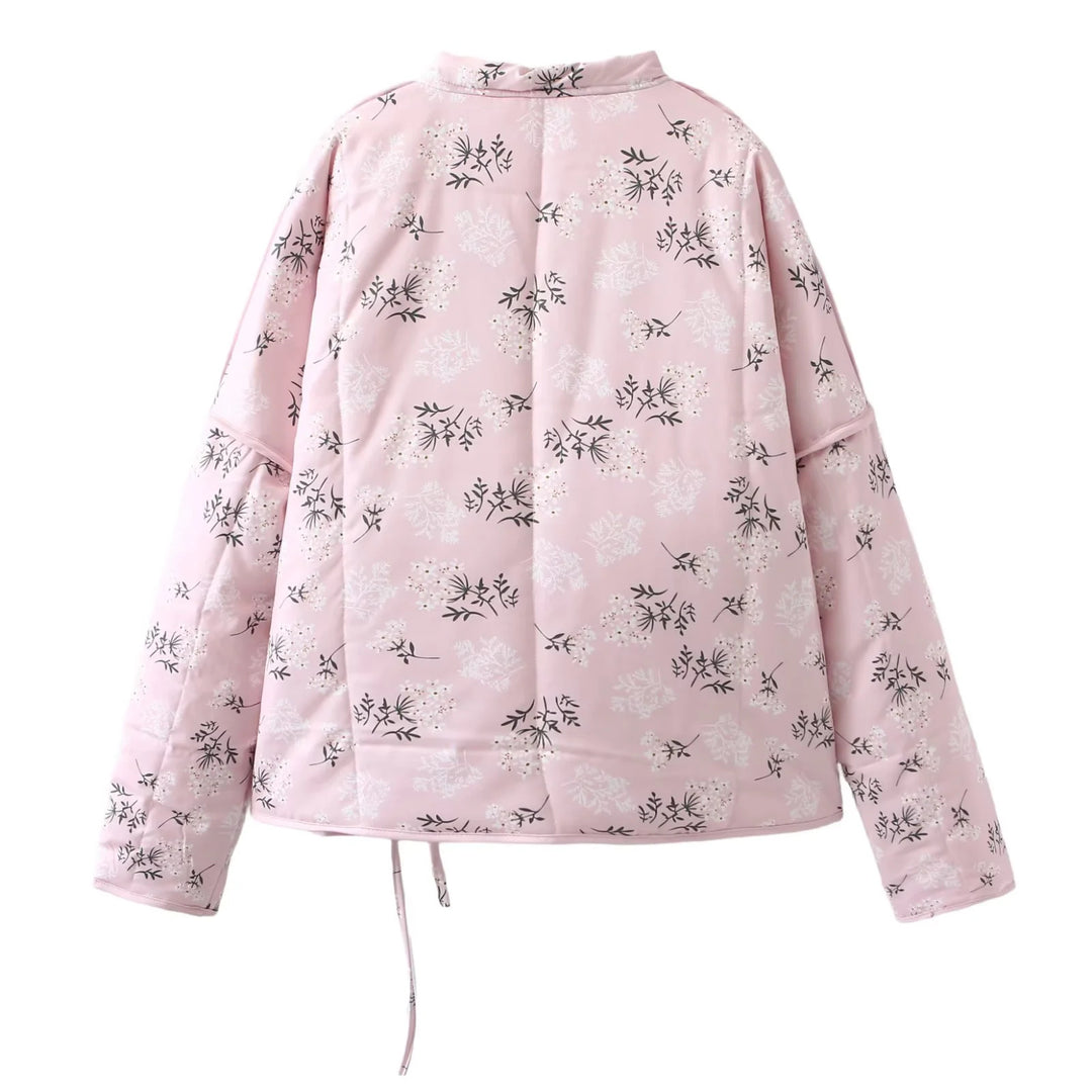 Quilted transition jacket for women with floral pattern and contrasting details Lune London