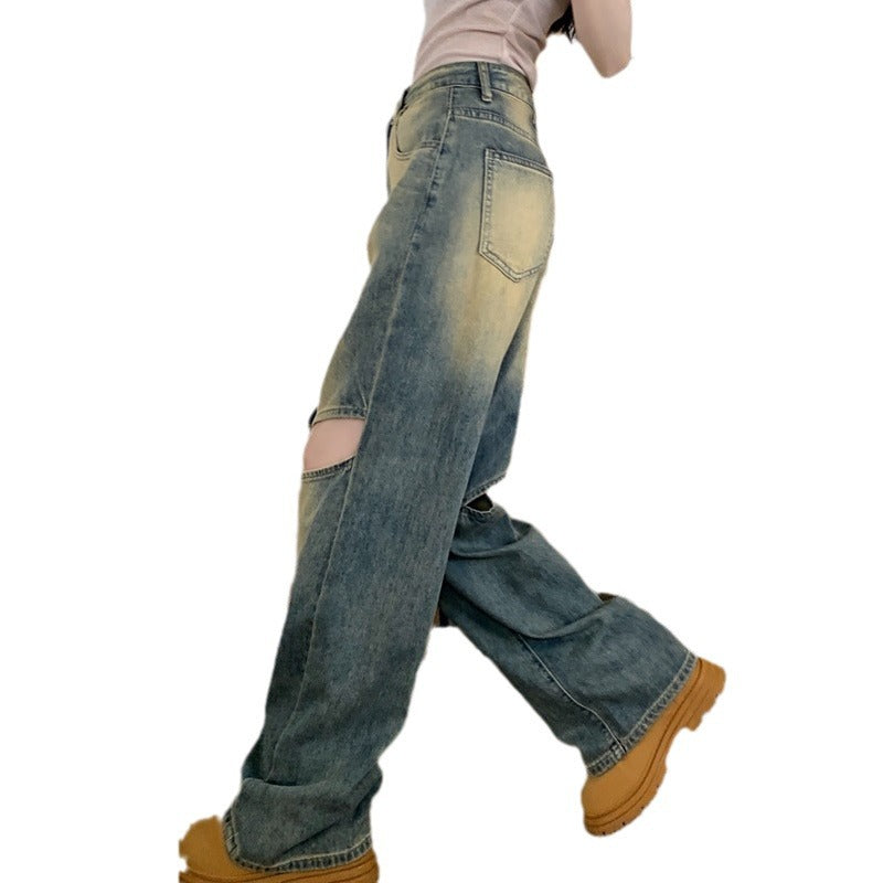 Pantalon en denim large pour femmes avec boutons asymétriques Chic & Stil