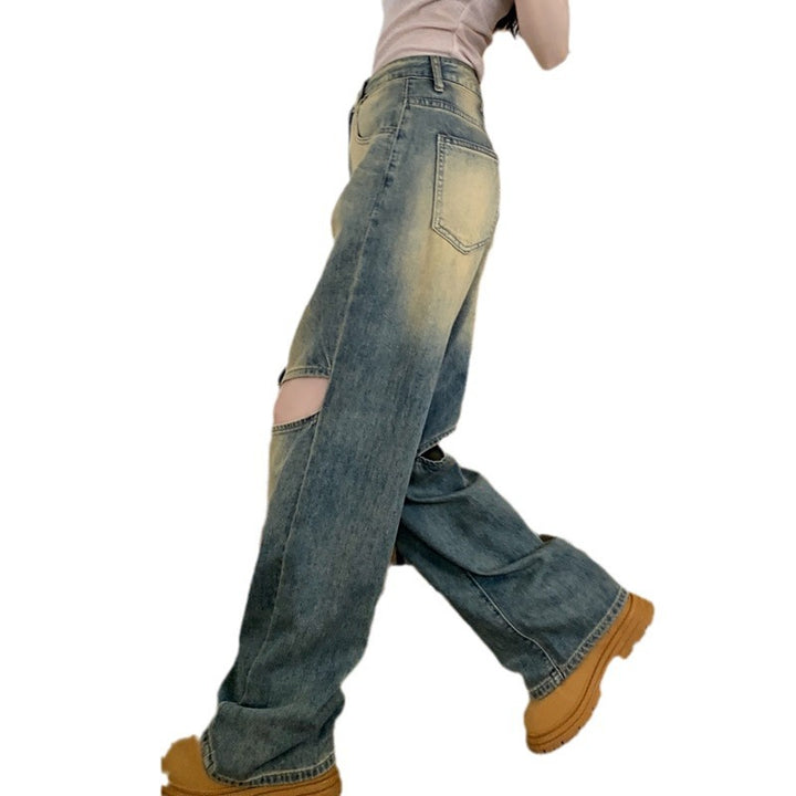 Pantalon en denim large pour femmes avec boutons asymétriques Chic & Stil