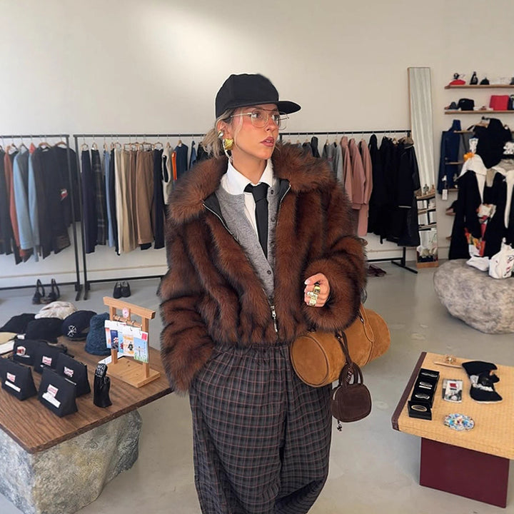 Ladies Chic and Stylish Faux Fur Jacket