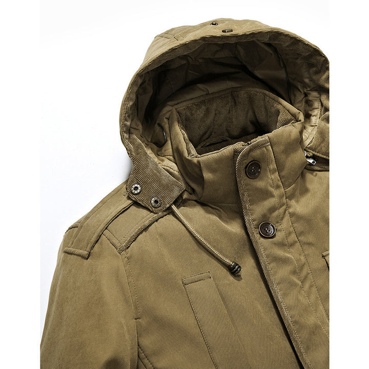 Practical and warm field jacket for men with removable hood Lune London