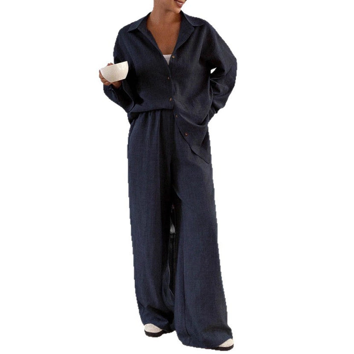 Ladies elegant casual linen blouse and wide pants Lune London