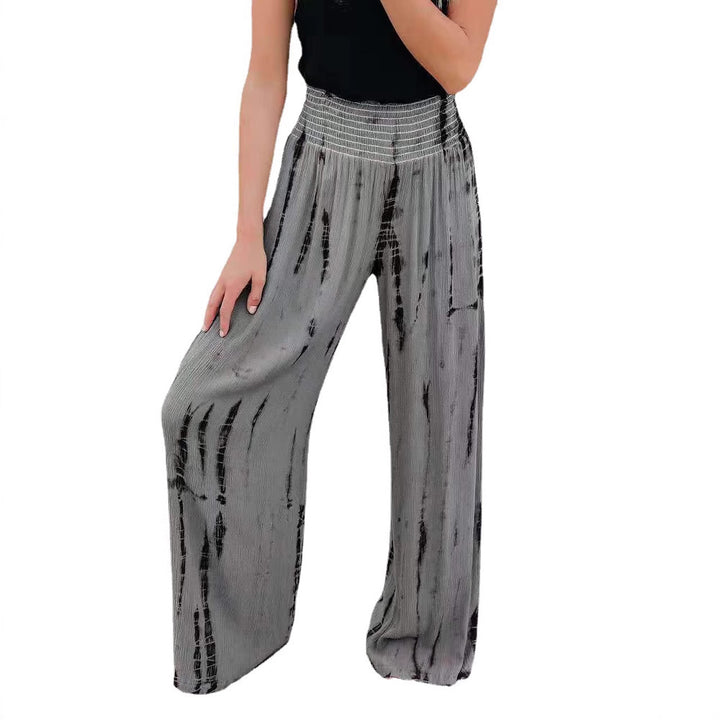 Elegant wide leg pants for women with a low waist and graphic print Lune London