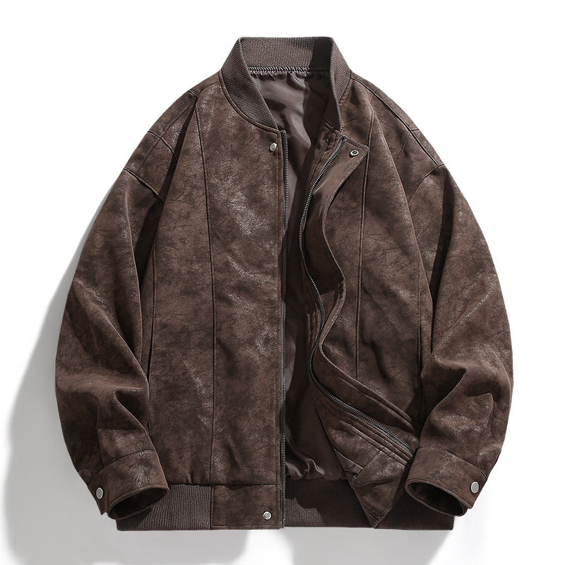 Suede bomber jacket for men with sporty elements Lune London