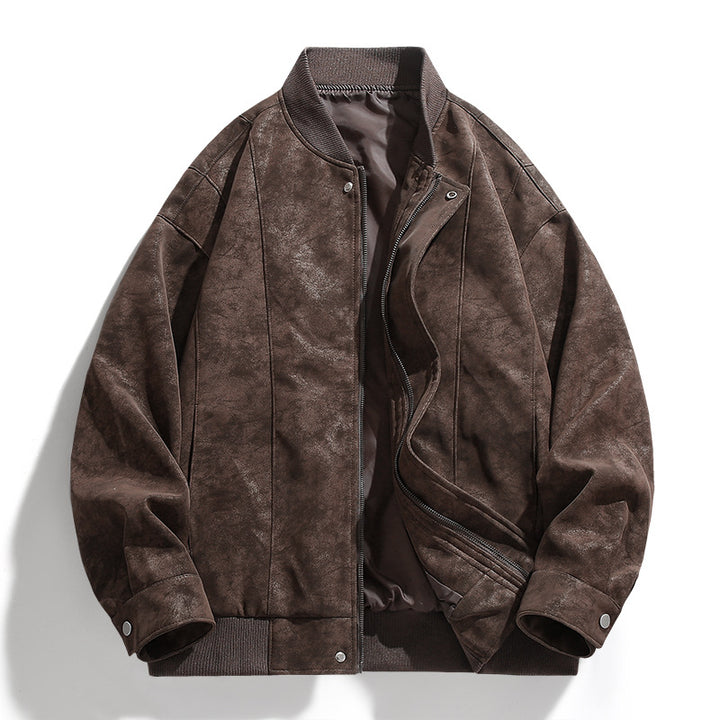 Suede bomber jacket for men with sporty elements Lune London
