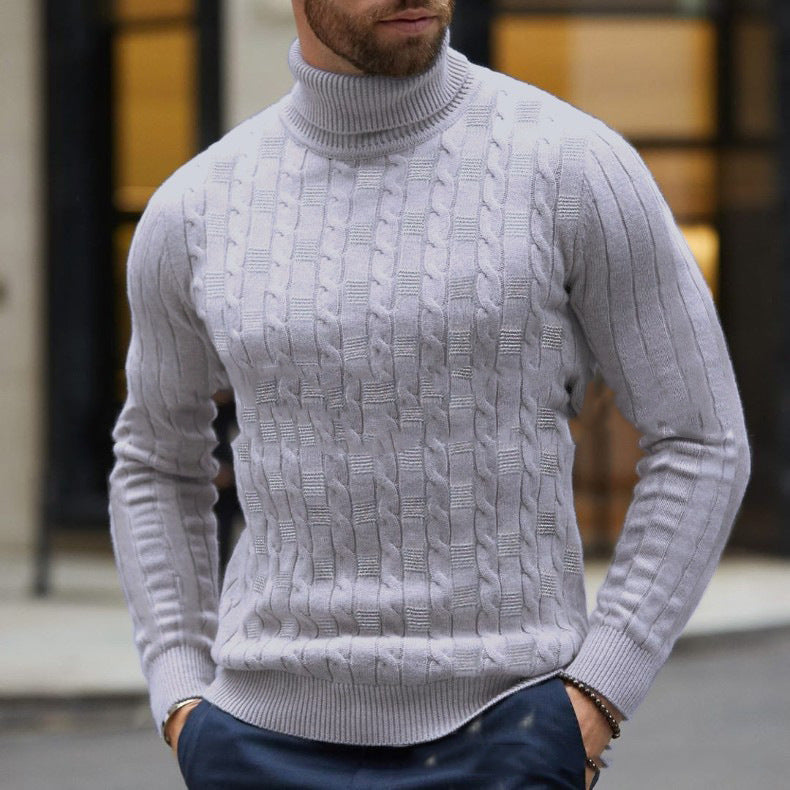 Men's knit sweater with an elegant turtleneck and a textured pattern Lune London