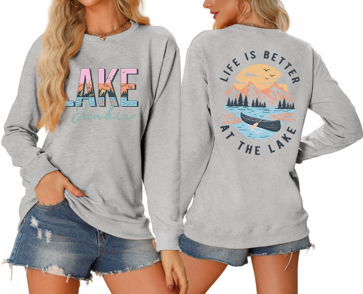 Chemise à manches longues pour femmes avec motif lac créatif et coupe décontractée Chic & Stil