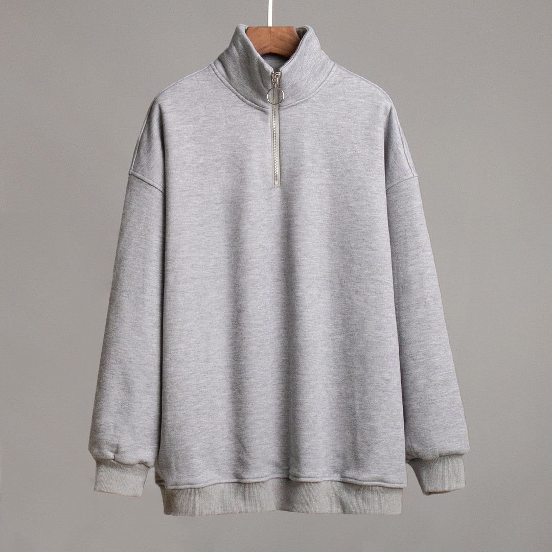 Casual sweater for women with high collar and zipper Lune London