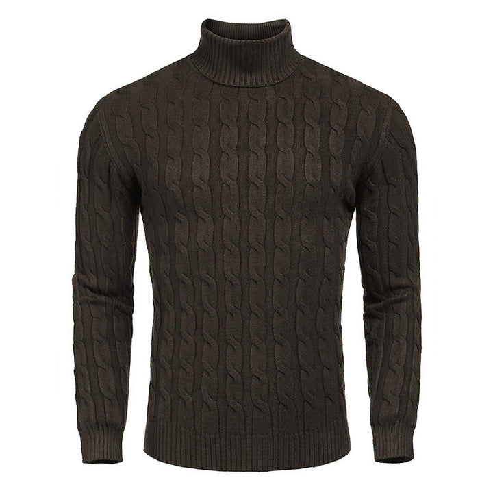 Men's Fashionable Turtleneck Sweater with Cable Pattern Lune London