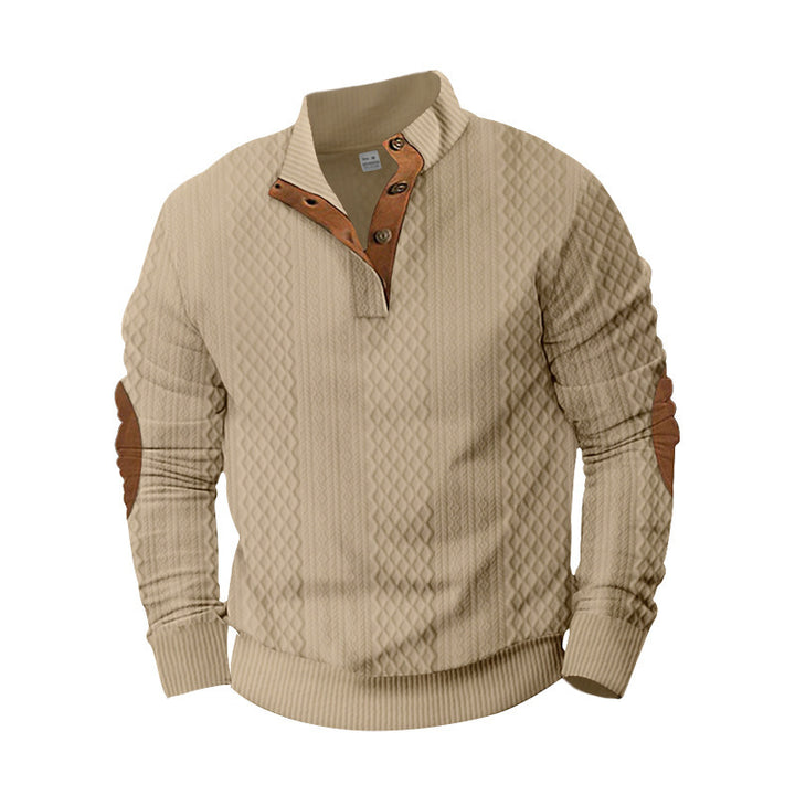 Trendy knitted sweater for men with innovative collar and elegant contrast details Lune London