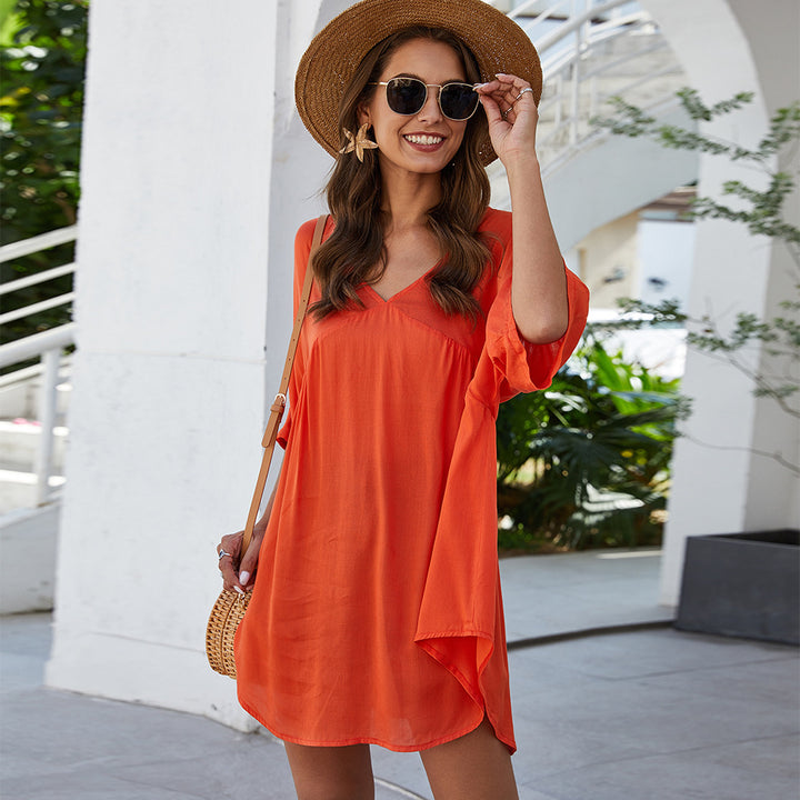 Casual kaftan dress for women with V-neck and 3/4 sleeves Lune London