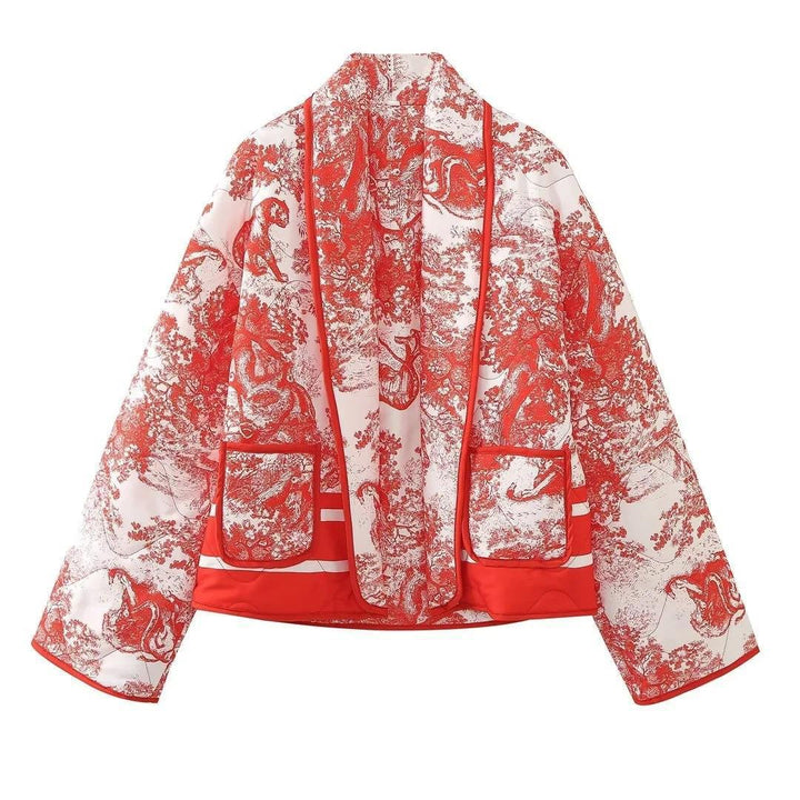 Veste matelassée à la mode pour femmes avec revers élégant et poches pratiques Chic & Stil
