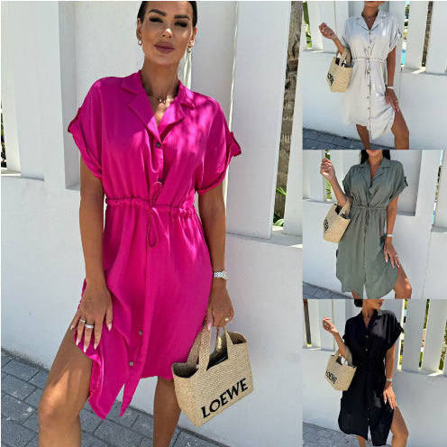 Casual button dress for women with adjustable waist Lune London