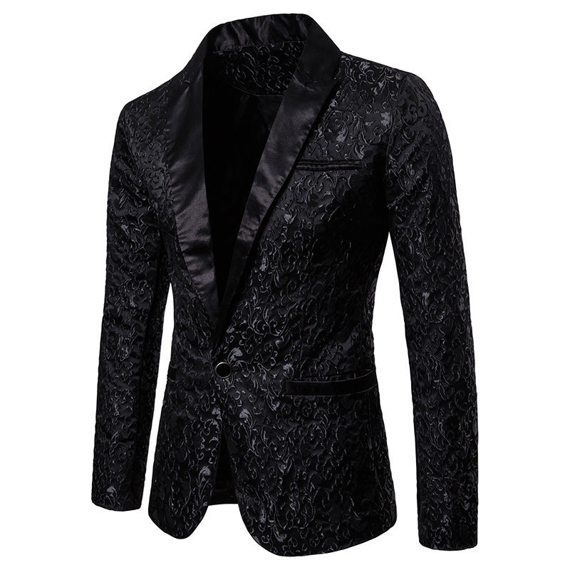 Chic Floral Patterned Festive Jacquard Blazer for Men and Style