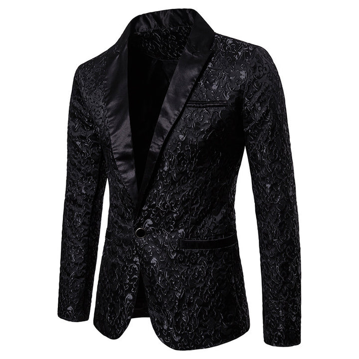 Chic Floral Patterned Festive Jacquard Blazer for Men and Style
