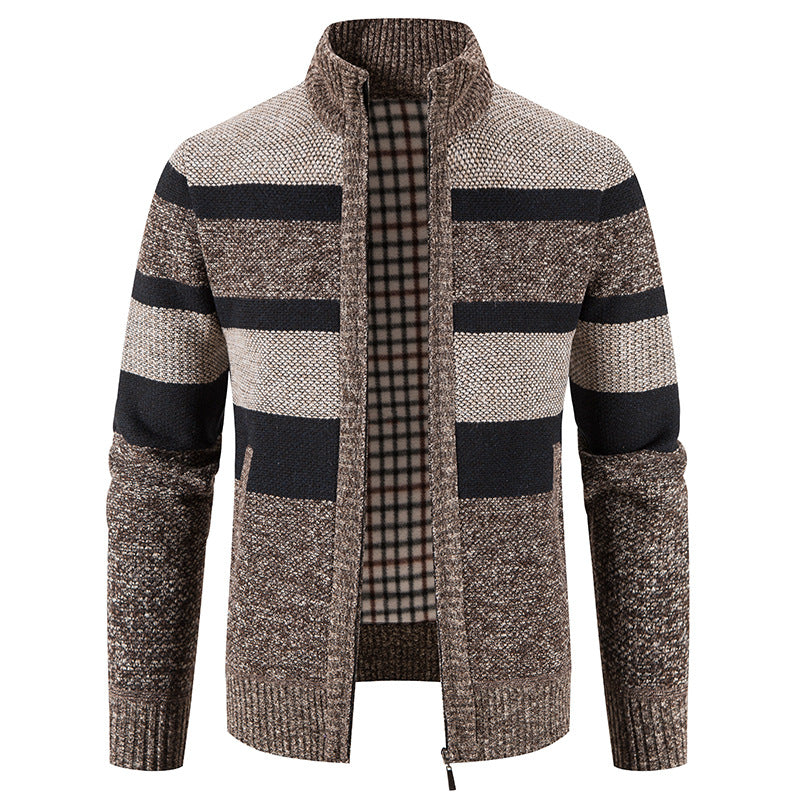 Modern knitted jacket for men with a modern and versatile check pattern Lune London