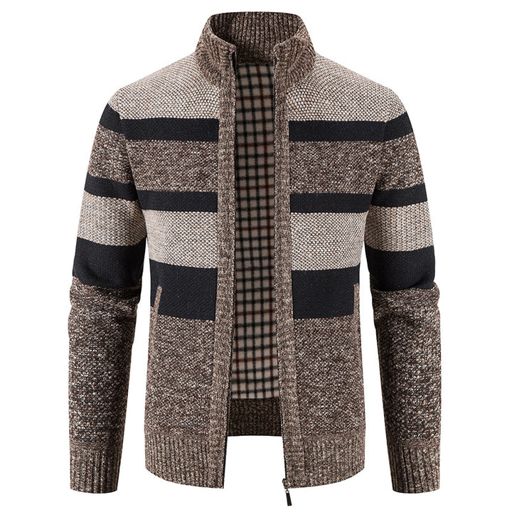 Modern knitted jacket for men with a modern and versatile check pattern Lune London