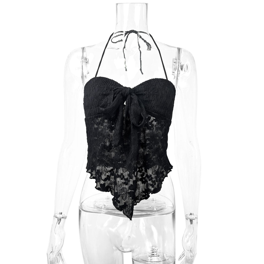 Women's leisure top with playful tie and lace Lune London