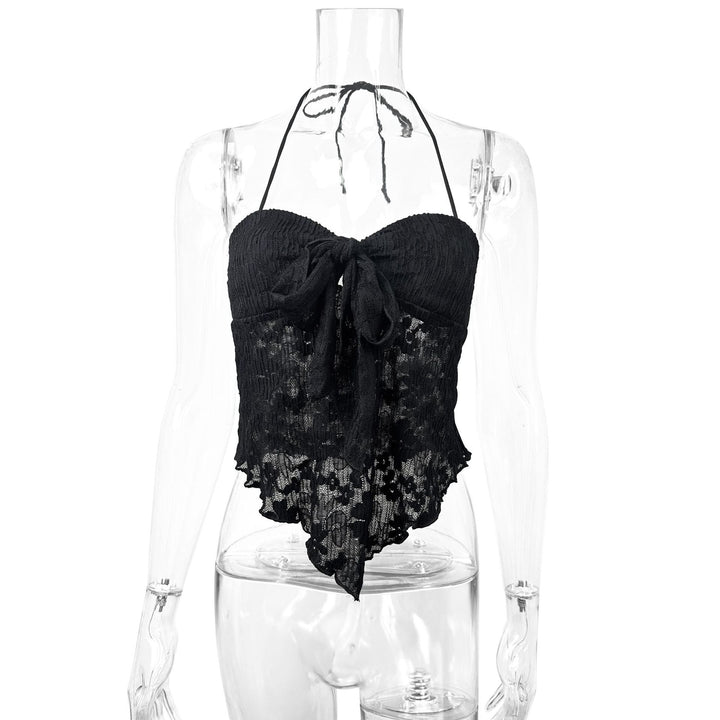 Women's Lace Bustier with Ties and Transparent Design Lune London