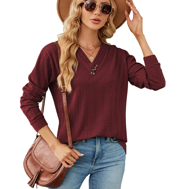 Woman V-neck trendy pull top with structure Lune London