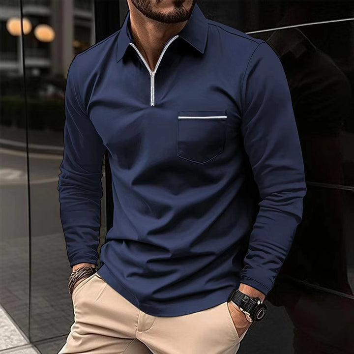 Men's long sleeve shirt with zipper and chest pocket Lune London