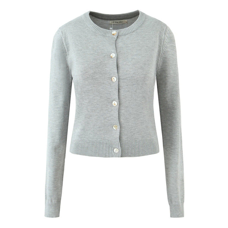 Ladies durable cardigan with button closure and round neckline Lune London