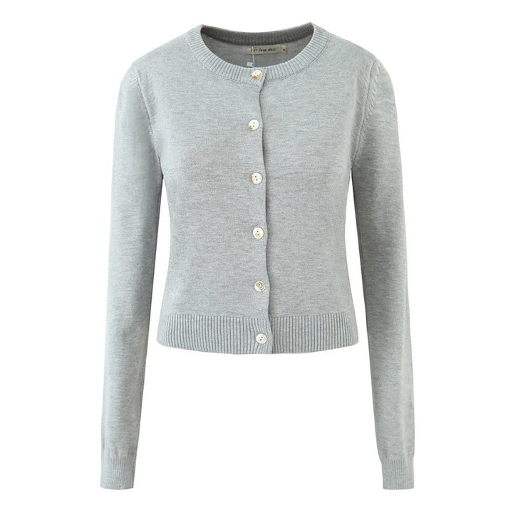 Ladies durable cardigan with button closure and round neckline Lune London