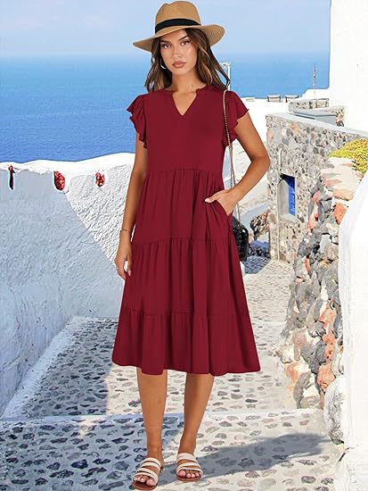 Leisure dress for women with ruffled details and pockets Lune London
