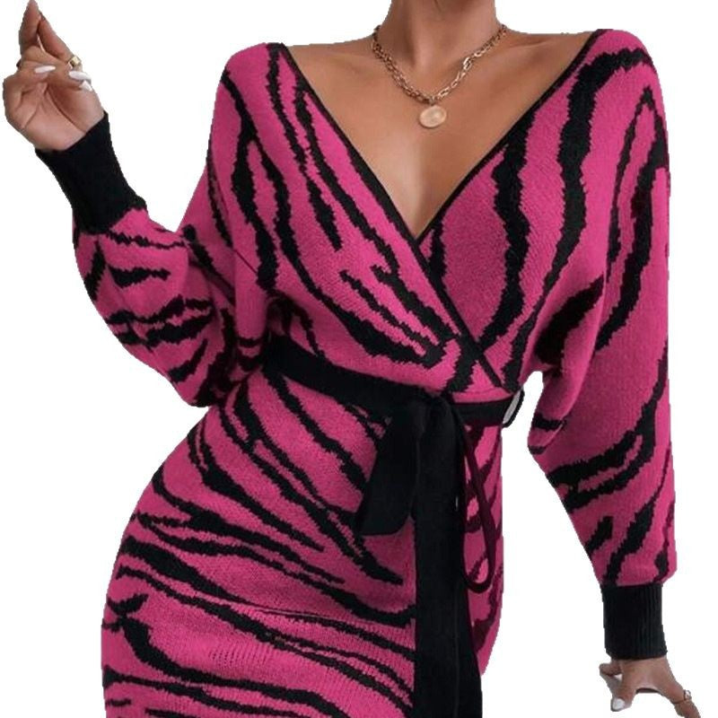 Knit dress for women with trendy zebra pattern Lune London