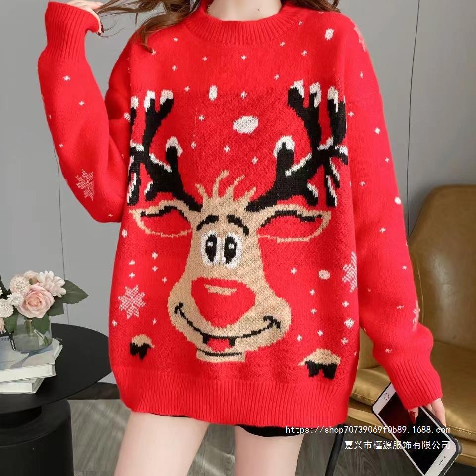 Christmas women's sweater with a unique reindeer pattern Lune London