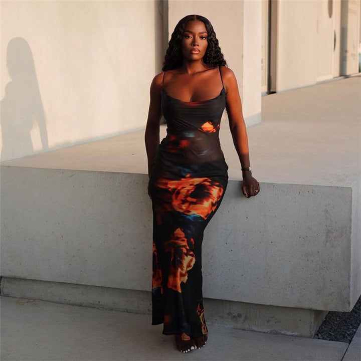 Lune London Spaghetti Strap Bodycon Maxi Dress for Women
