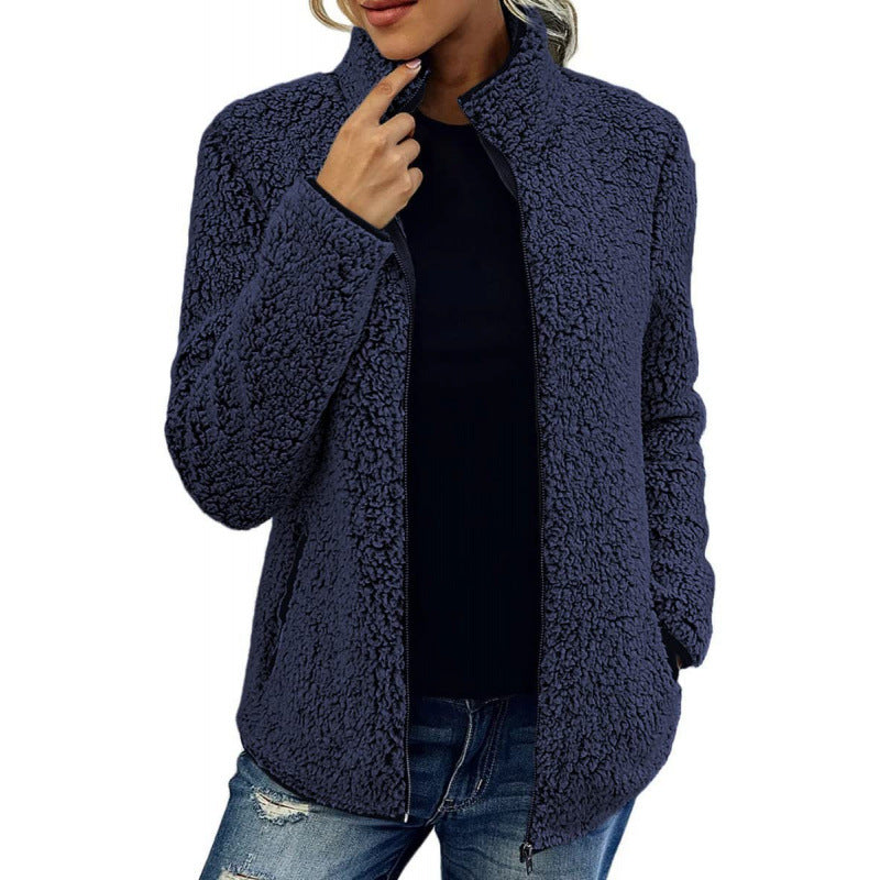 Soft fleece jacket for women with a high collar and side pockets Lune London