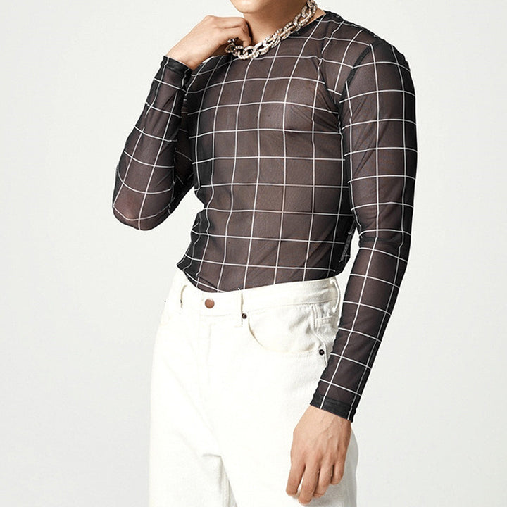 Men's mesh top with a modern checkered pattern and breathable fabric Lune London