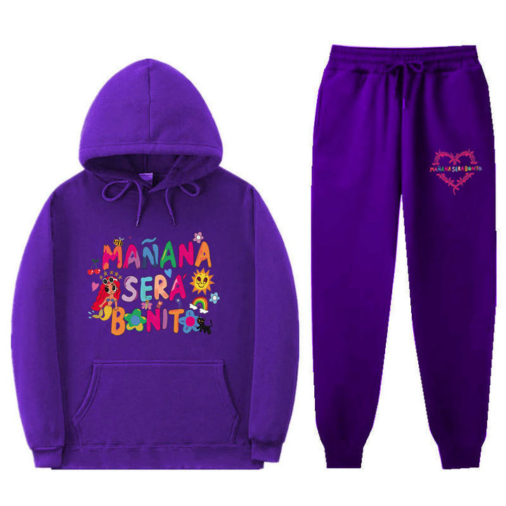 Women's Sweatshirt and Jogging Pants Set with Colorful Print Lune London