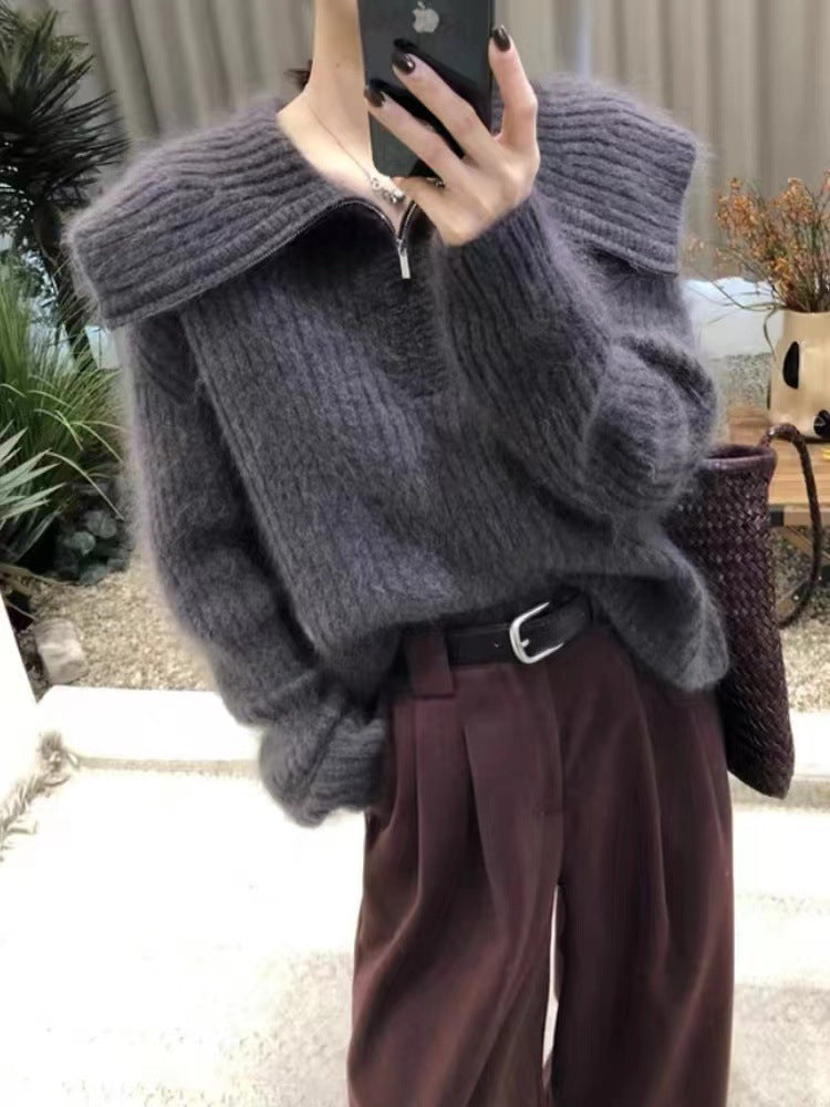 Pull en tricot pour femmes avec large encolure et coupe décontractée Chic & Stil