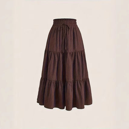 Maxi skirt for women with elastic waist and ruffled design Lune London