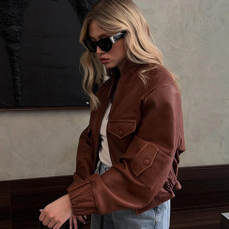 Veste en cuir synthétique stylée pour femmes avec détail décoratif Chic & Stil