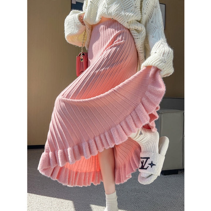 Pleated skirt for women with lace details and elastic waistband Lune London
