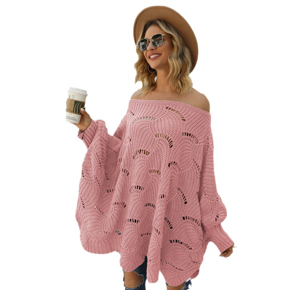 Women Oversized Knit Sweater with a Unique Hole Pattern Lune London