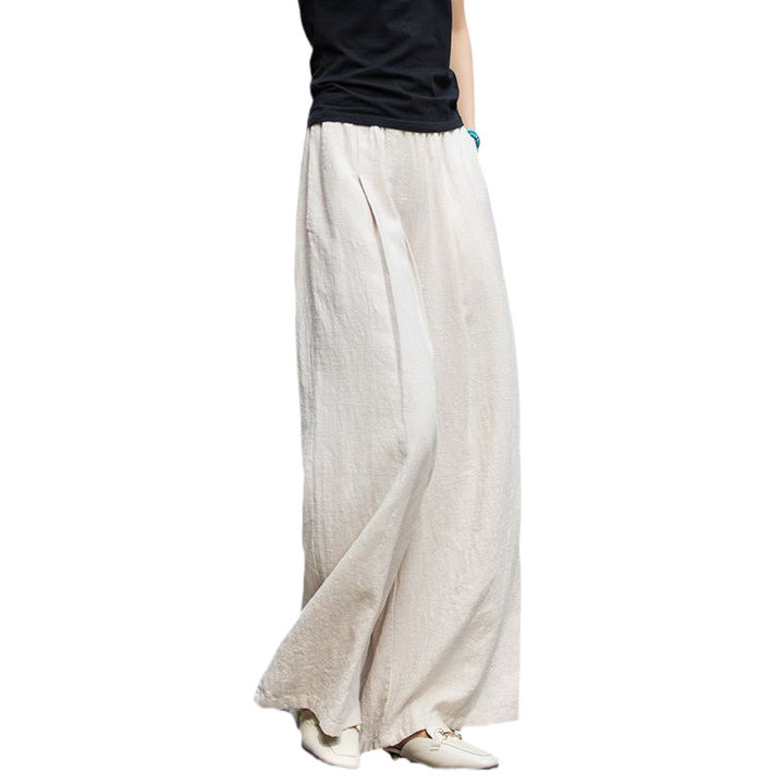 Pantalons larges en lin pour femmes avec une coupe élégante et une taille élastique Chic & Stil