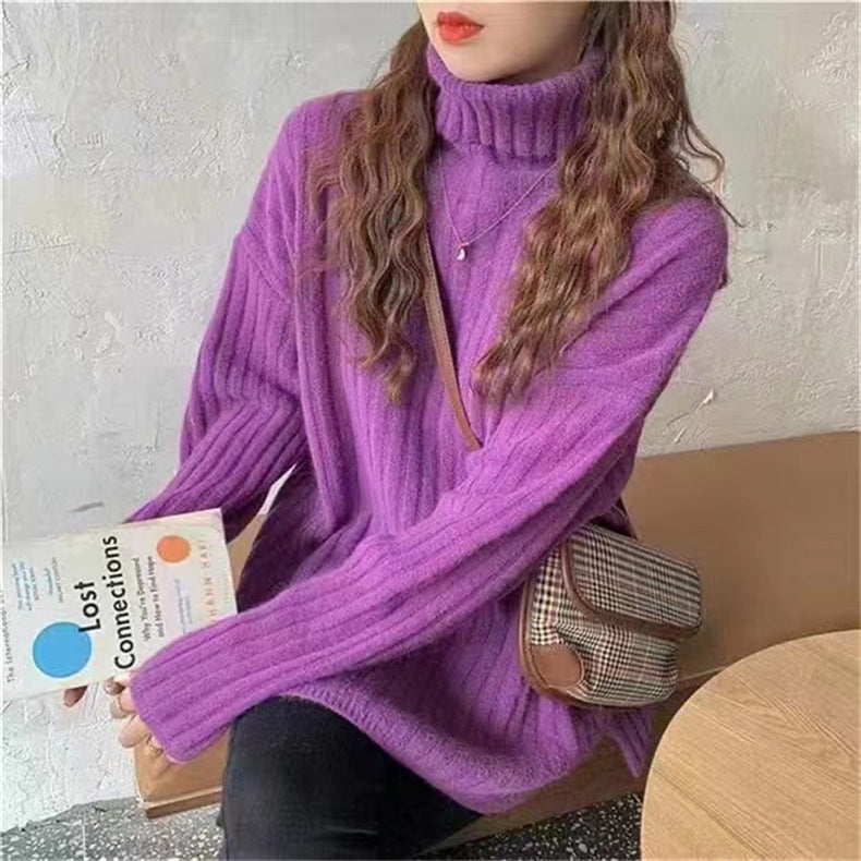 Woman Knit top with turtleneck and asymmetrical cut and fine ribbed structure Lune London